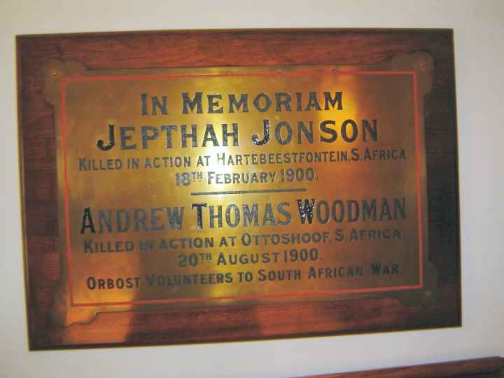Orbost Boar War Plaque - donated to YG RSL for safekeeping